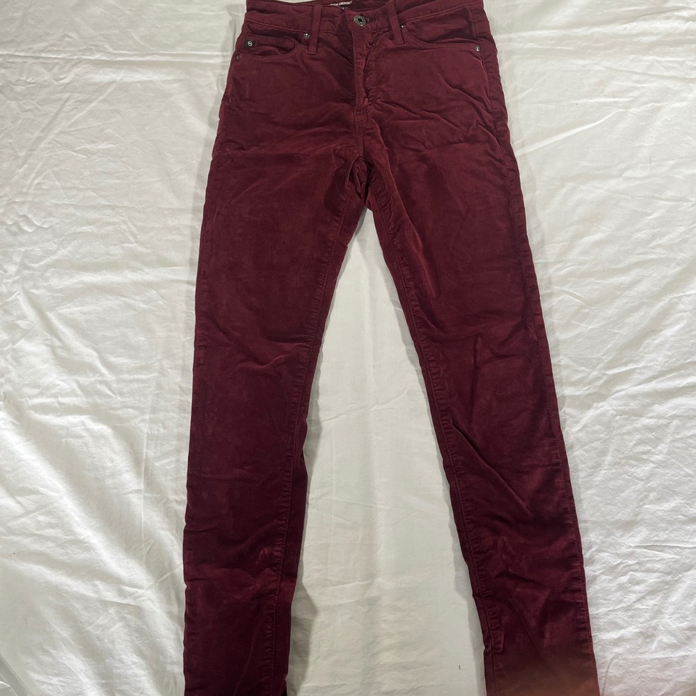 Adriano Goldschmied Pants Women's 24R Farrah Skinny High-Rise Maroon Velvet